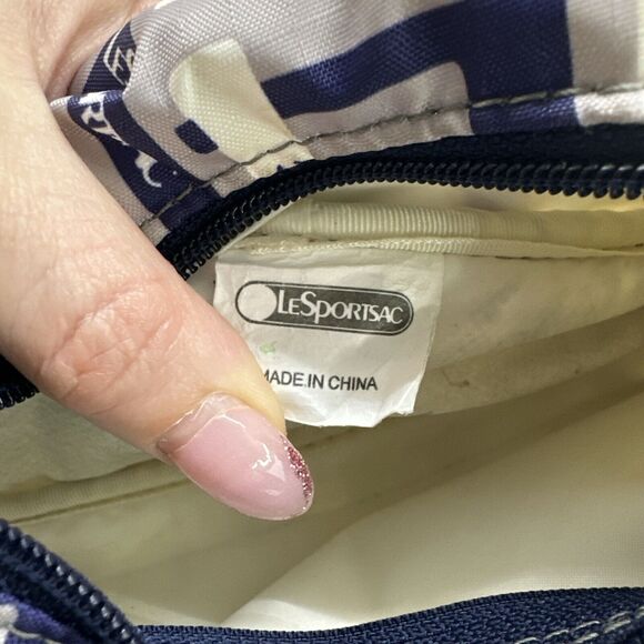 Vintage LeSportsac Blue/Gray White Crossbody Handbag Lightweight Nylon 90s - Picture 9 of 16